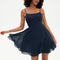 Trapèze col rond court mousseline robe de bal de promo