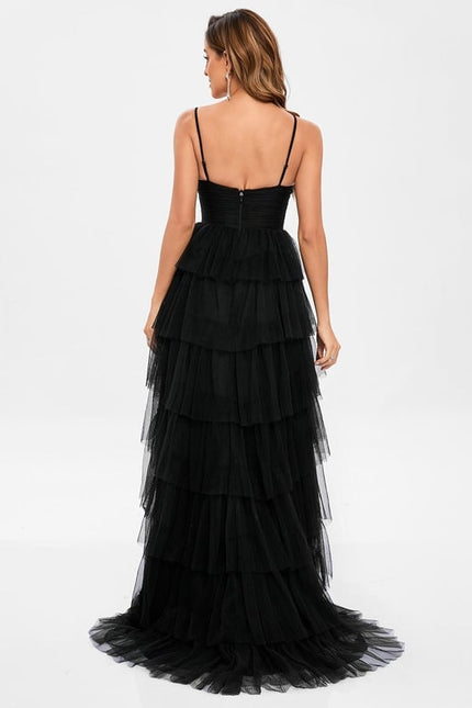 Princesse col v traîne balayage tulle robe de bal - gallery 3