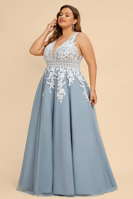 Princesse col v longueur ras du sol tulle robe de bal - gallery 9