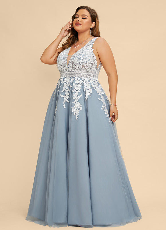 Princesse col v longueur ras du sol tulle robe de bal - gallery 9