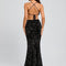 Fourreau col v longueur ras du sol paillette robe de bal avec paillettes