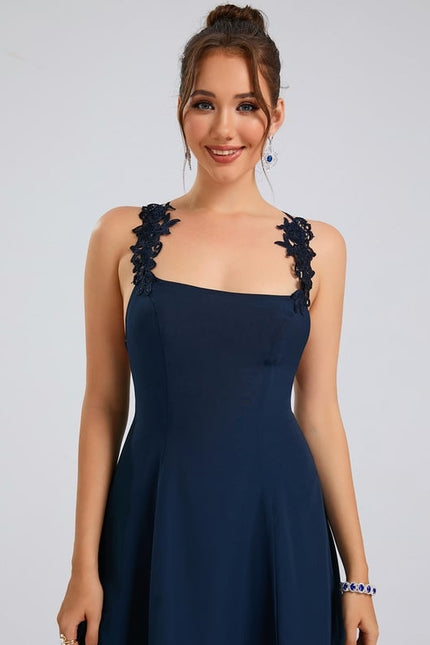 Trapèze col carré court mousseline robe de bal de promo - gallery 4