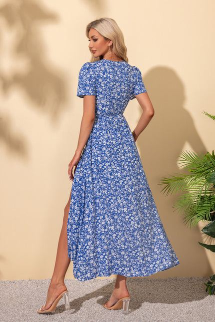 Robe imprimé fleur col v trapèze rayonne maxi - gallery 4