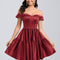 Princesse épaule dénudée court satin robe de bal de promo