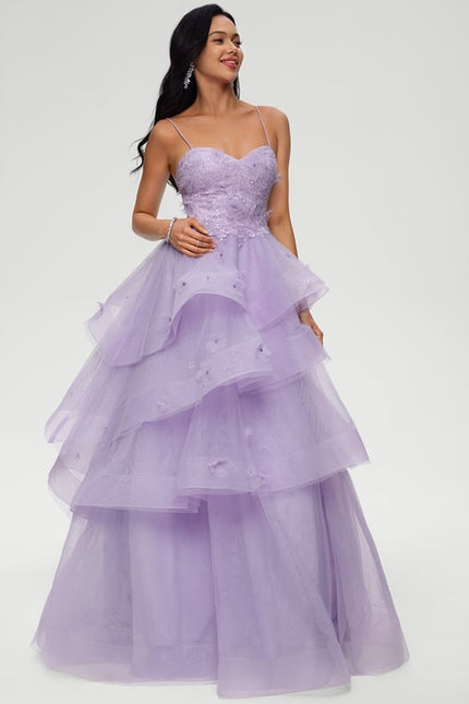 Princesse col cœur longueur ras du sol tulle robe de bal avec paillettes perles - gallery 1