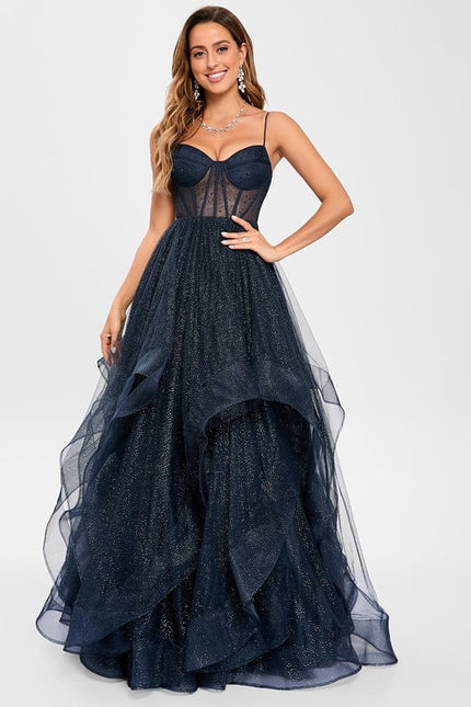 Princesse col v longueur ras du sol tulle robe de bal - gallery 3