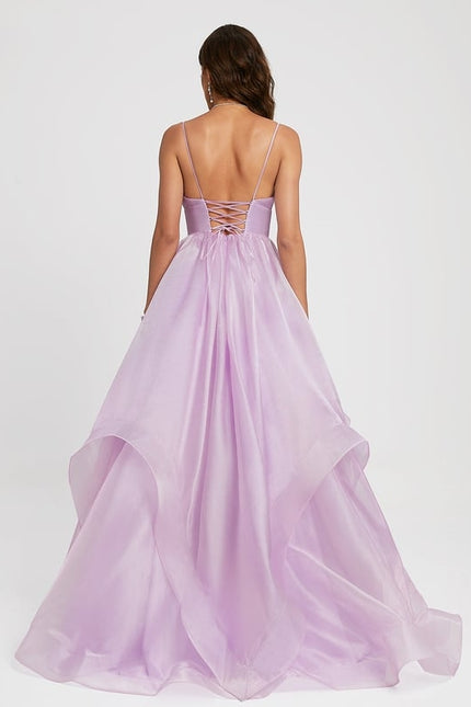 Princesse col v traîne balayage organza robe de bal - gallery 2