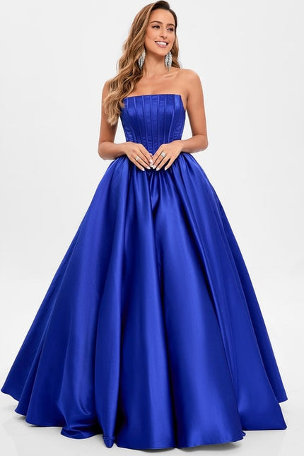 Princesse col droit longueur ras du sol satin robe de bal