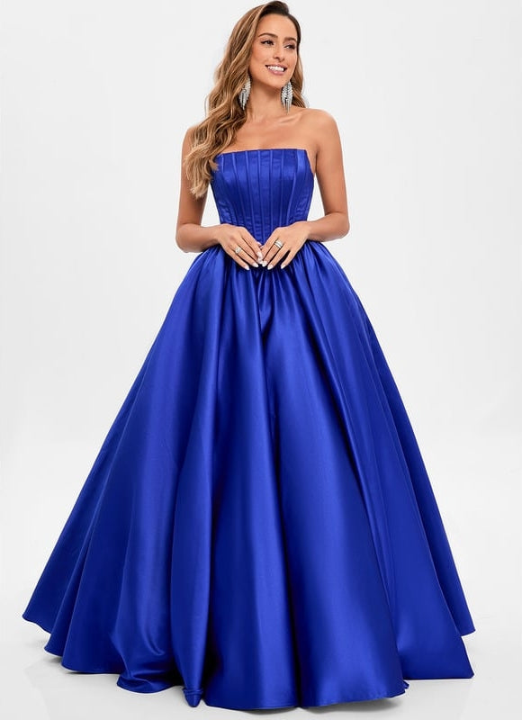 Princesse col droit longueur ras du sol satin robe de bal
