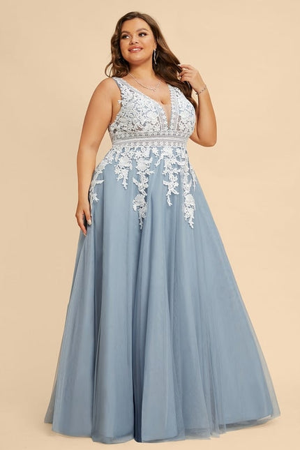 Princesse col v longueur ras du sol tulle robe de bal - gallery 7