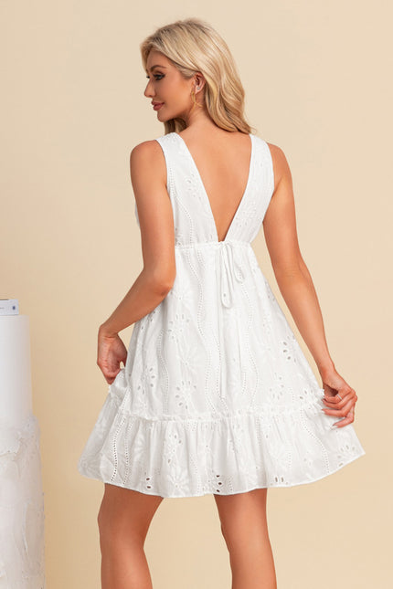 Robe col v trapèze coton mini - gallery 4