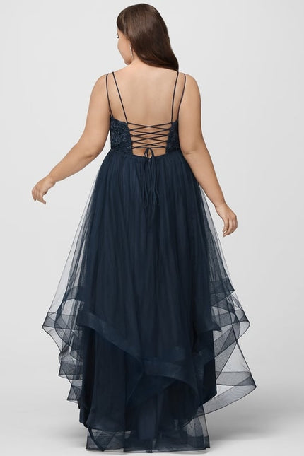 Princesse col rond asymétrique dentelle robe de bal avec paillettes - gallery 9
