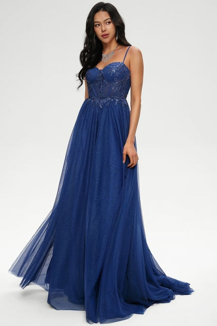 Princesse col cœur traîne balayage tulle robe de bal avec paillettes appliques de dentelle - gallery 4