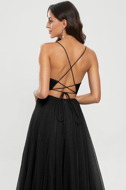 Princesse col v traîne balayage tulle robe de bal - gallery 2