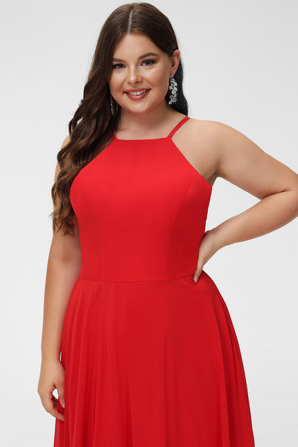 Trapèze col rond longueur ras du sol mousseline robe de demoiselle d'honneur - gallery 7