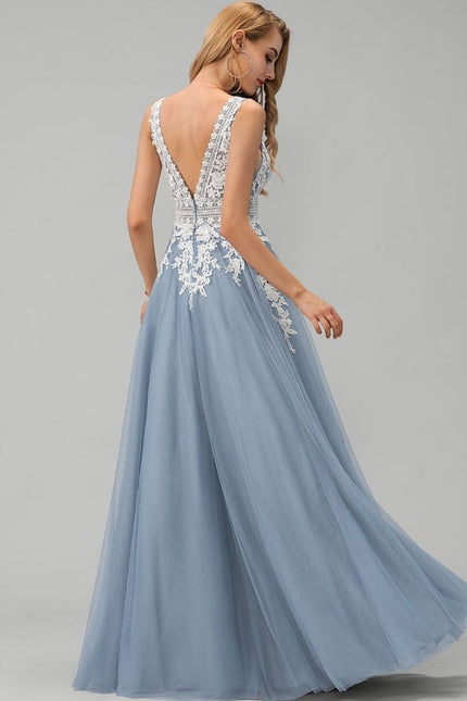 Princesse col v longueur ras du sol tulle robe de bal - gallery 3