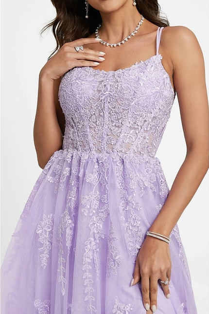 Princesse col rond traîne balayage tulle dentelle robe de bal avec paillettes - gallery 7