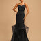Sirène col v longueur ras du sol tulle satin robe de bal