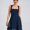 Trapèze col carré court mousseline robe de bal de promo
