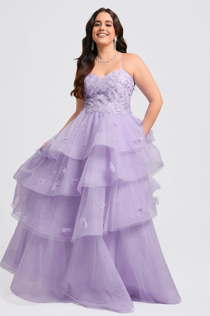 Princesse col cœur longueur ras du sol tulle robe de bal avec paillettes perles - gallery 8