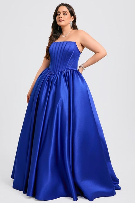 Princesse col droit longueur ras du sol satin robe de bal - gallery 8