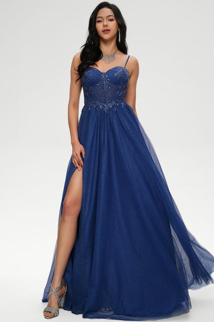 Princesse col cœur traîne balayage tulle robe de bal avec paillettes appliques de dentelle - gallery 3