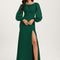 Sirène col rond longueur ras du sol mousseline robe de demoiselle d'honneur