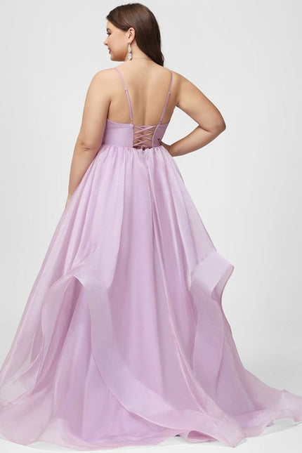 Princesse col v traîne balayage organza robe de bal - gallery 8