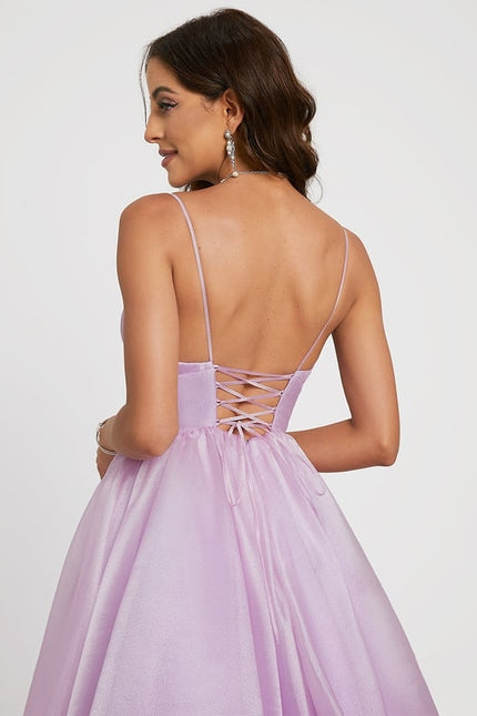 Princesse col v traîne balayage organza robe de bal - gallery 5