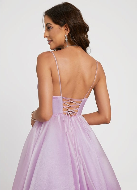 Princesse col v traîne balayage organza robe de bal - gallery 5