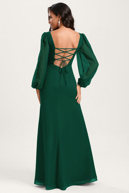 Sirène col rond longueur ras du sol mousseline robe de demoiselle d'honneur - gallery 4