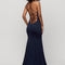 Sirène col carré traîne balayage jersey robe de bal