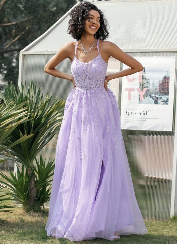 Princesse col rond traîne balayage tulle dentelle robe de bal avec paillettes - gallery 2