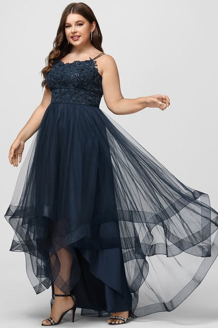 Princesse col rond asymétrique dentelle robe de bal avec paillettes - gallery 5