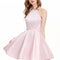 Trapèze col rond court satin robe de bal de promo