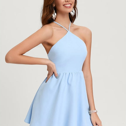 Trapèze licou mini polyester robe de bal de promo