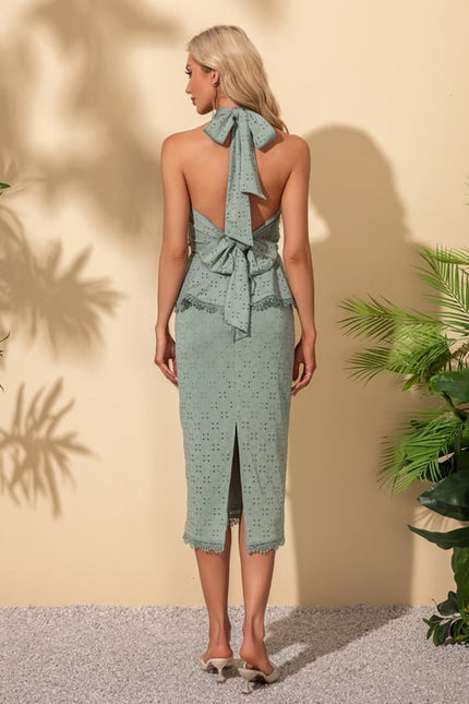 Robe jacquard licou fourreau mélanges de coton midi - gallery 3