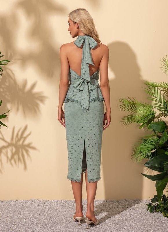 Robe jacquard licou fourreau mélanges de coton midi - gallery 3