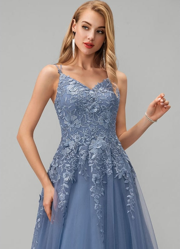 Princesse col v longueur ras du sol tulle robe de bal