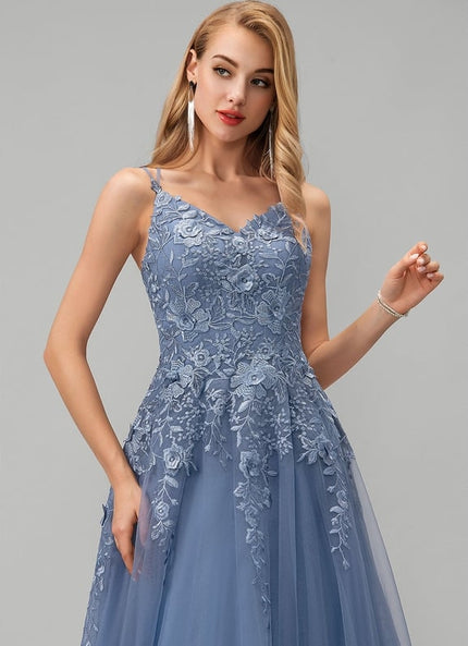 Princesse col v longueur ras du sol tulle robe de bal