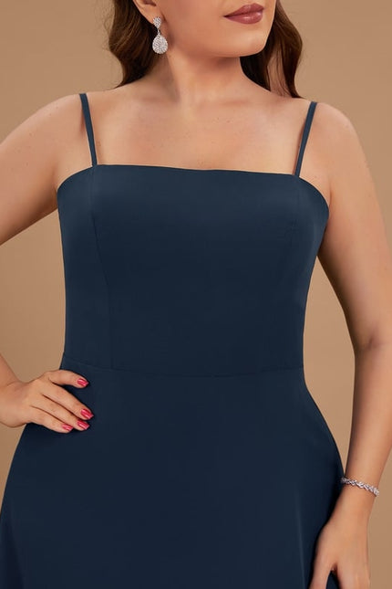 Trapèze col carré longueur ras du sol mousseline robe de demoiselle d'honneur - gallery 7