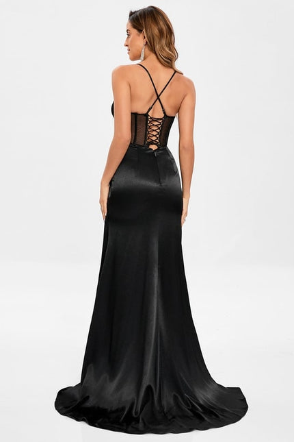 Sirène col cœur traîne balayage satin extensible robe de bal - gallery 5