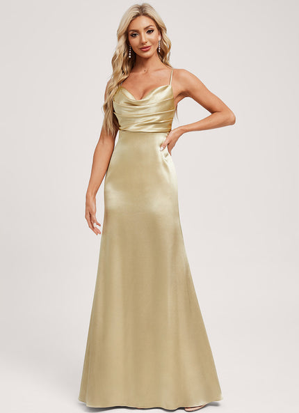 Sirène col bénitier longueur ras du sol satin extensible robe de demoiselle d'honneur