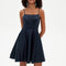 Trapèze col rond court satin robe de bal de promo