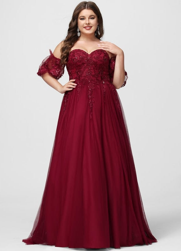 Princesse col cœur traîne balayage tulle robe de bal avec paillettes - gallery 7