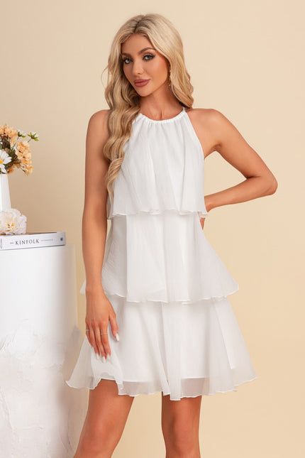 Robe licou trapèze mousseline mini - gallery 6