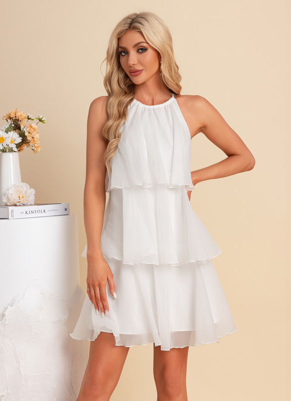 Robe licou trapèze mousseline mini - gallery 6
