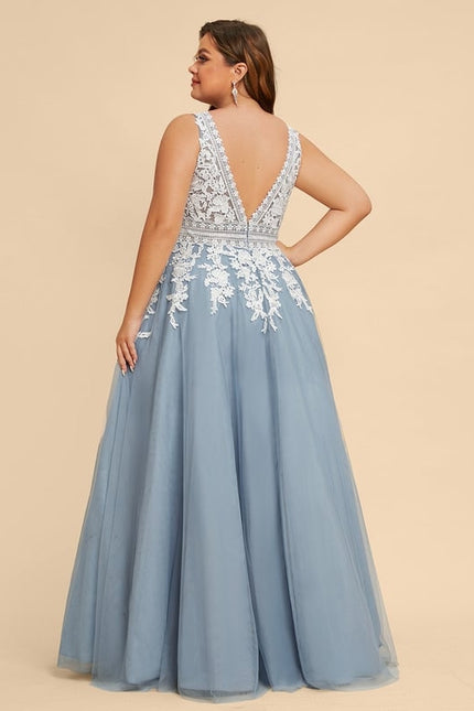 Princesse col v longueur ras du sol tulle robe de bal - gallery 6